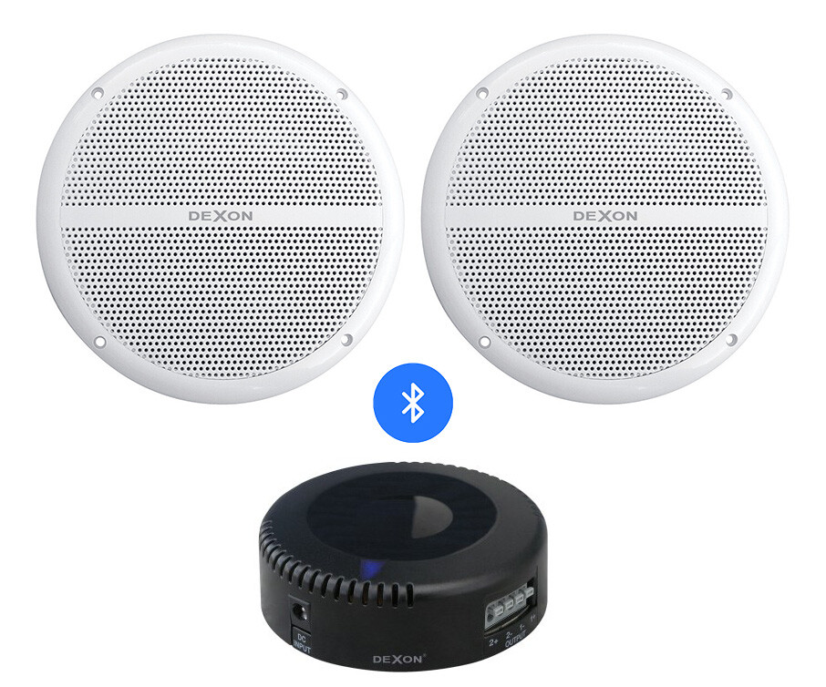 Dexon Wzmacniacz Bluetooth Do Głośników + Głośniki WiFi wodoodporne dwudrożne (JPM 2021+2xRP 92)